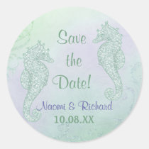 Seepferd-Schein-Hochzeit - Save the Date aufkleber