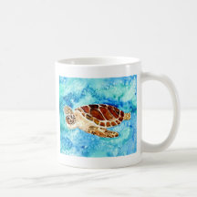 SeeschildkrötemarineMeereswelt Watercolormalerei Haferl
