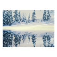 Seeufer-Schnee-Baum-Reflexionen Personalisierte Einladungskarten