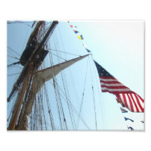 Segel, Mast und Flagge - Foto-Druck