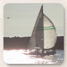 Segelboot am Sonnenuntergang-Korken-Untersetzer