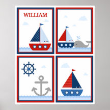 Segelboot-Plakat für den Raum des Jungen