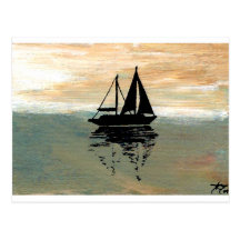 Segelboot-Reflexionen CricketDiane Ozean-Material Postkarte