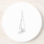 Segelboot. Skizze in Schwarzweiss. Getränke Untersetzer