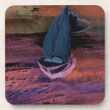 Segeln-Segelboot-Kunst-Nacht, die eine schnelle Br Getränke Untersetzer