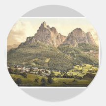 Seiz (d.h., Seis), mit dem Schlern, Tirol, Austro Sticker