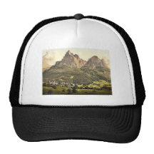 Seiz (d.h., Seis), mit dem Schlern, Tirol, Austro Netz Caps