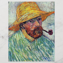 Selbstporträt mit Strohhut durch Vincent van Gogh Flyerbedruckung