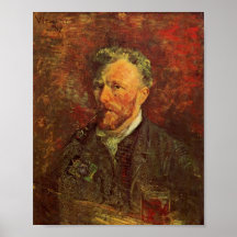 Selbstporträt, Rohr und Glas, Vincent van Gogh Poster