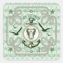 Set me Free green Nautical art for mental health Square Stickers