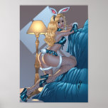 Sexy blondes Wäsche-Häschenpinup-Mädchen durch Al  Plakat