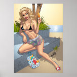 Sexy Eiscreme-Bikini-Mädchenpinup-Plakat durch Al 