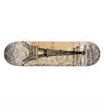 Shabby Chic-Eiffel-Turm Paris Vintager Personalisiertes Skateboard