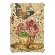 Shabby Chic-viktorianischer Teacup u. Schmetterlin
