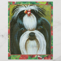 Shih Tzu mit Stechpalme für WeihnachtsFlyer