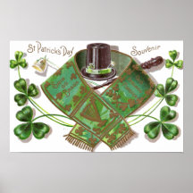 Shillelagh-, Hut-und Schal-Vintager St Patrick Tag Posterdruck