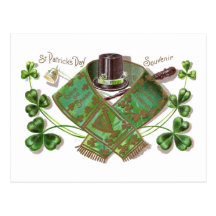 Shillelagh-, Hut-und Schal-Vintager St Patrick Tag Postkarten