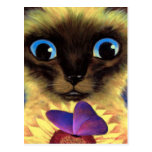 Siamesische Katzen-Malerei mit dem Schmetterling - Postkarten