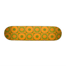Siebzigerjahre Blumen-Power orange und olivgrünes  Individuelle Decks