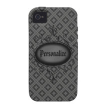 Silber u. Schwarzes Vintager personalisierter iPho Case-Mate iPhone 4 Cover