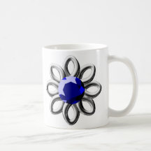Silberne Blume mit blauem Stein Teetasse