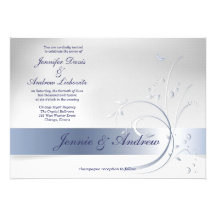 silberne und blaue Hochzeitseinladung