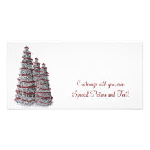 Silberne und rote Weihnachtsbaum-Feiertags-Foto-Ka Personalisierte Foto Karte