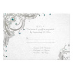 Silberner Glitter-Wirbel + Aqua jewels Hochzeit UA Individuelle Ankündigskarten