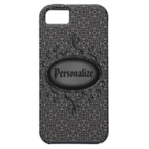 Silberner u. schwarzer Damast personalisierter iPh iPhone 5 Etui
