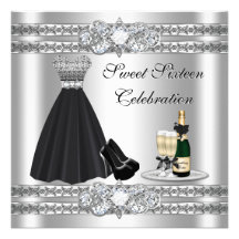 Silbernes 16. Geburtstag-Kleid laden ein Individuelle Einladungen