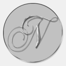 Silbernes formales Siegel des Hochzeits-Monogramm- Stickers