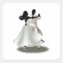 Silhouette eines Tanzen-Paares Quadratsticker