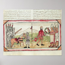 Sitzung von Hernando Cortes und von Montezuma Plakat