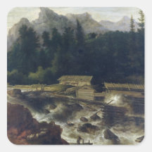 Skandinavische Landschaft, 1670 Quadrataufkleber
