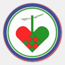 Skandinavischer Stroh-Weihnachtskorb Runde Sticker