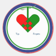 Skandinavischer Weihnachtsstroh-Korb-Geschenk-Umba Runde Sticker