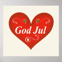 Skandinavisches Gott-Jul-Weihnachtsherz Plakate