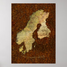 SKANDINAVISCHES KARTE Kunst-Plakat III