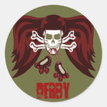 Skate oder sterben mit Engelsflügeln Runde Sticker