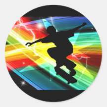 Skateboardfahrer in Criss Querblitz Runde Aufkleber