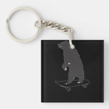 skater bear square acrylic key chain