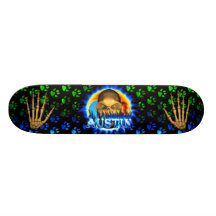 Skatersollie Feuer Austin-Schädels blaues Skateboa Individuelle Decks