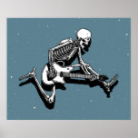 Skeleton Gitarrist springen Plakat