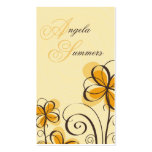 Sketch Floral Print - Orange Business Cards