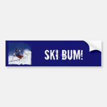 Ski, der hinunter den Berg läuft Auto Sticker