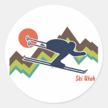 Ski Utah Runder Sticker