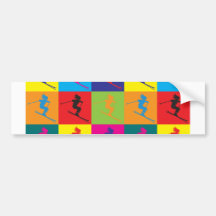 Skifahren-Pop-Kunst Auto Sticker