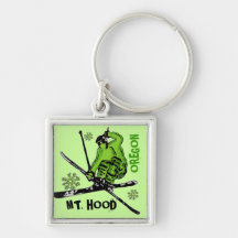 Skifahrer-Thema keychain Berg-Hauben-Oregons grüne Schlüsselanhänger