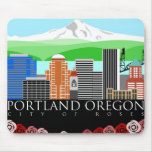 Skyline Portlands Oregon mit Berg-Haube Mauspads
