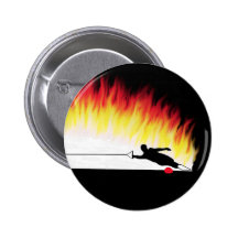 Slalom-Wasser-Skifahrer mit Flammen Buttons